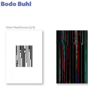 Schriftzug Bodo Buhl mit Fotografien der Werke Ohne Titel / Ericson